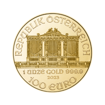 Золотая монета | Венская филармония EUR | 1 унция | 2023 год