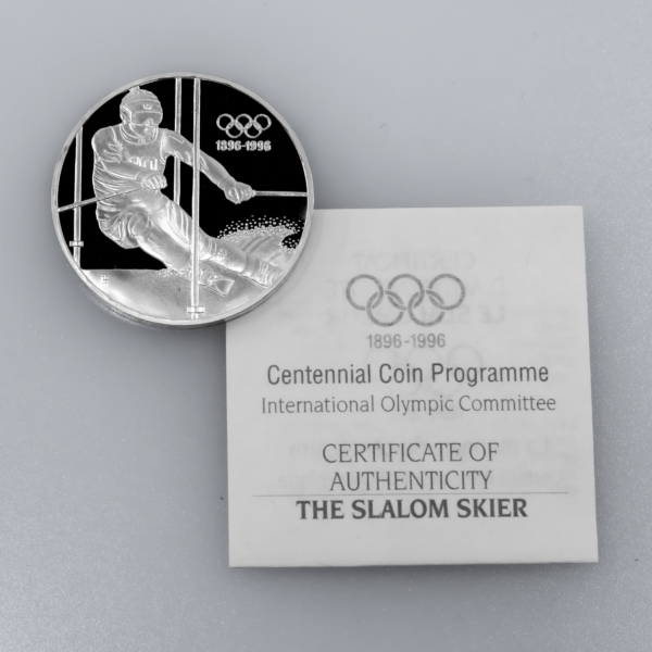 Silbermünze „Slalom-Skifahrer“
