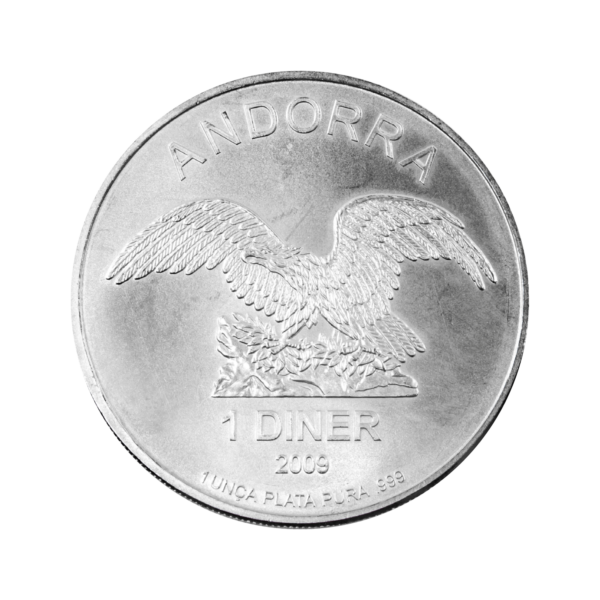 Серебряный орел Андорры 1 динер (разл. пробы), облагаемый дифференцированным налогом