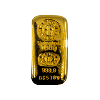 Argor Heraeus gold bar 100g cast bar
