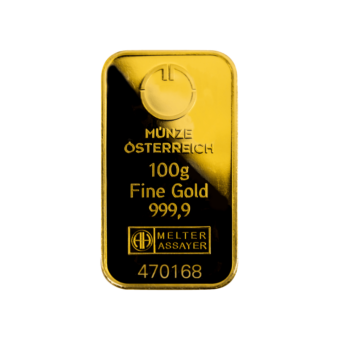 Монетный двор Австрии Золотой слиток 100 г