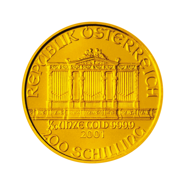 Золотая монета Венская филармония 1/10 унции