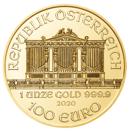 1 Unze Wiener Philharmoniker Gold 100 EURO Rückseite