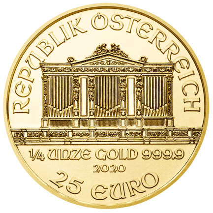 1/4 Ounce Vienna Philharmonic Gold 25 EURO Backside