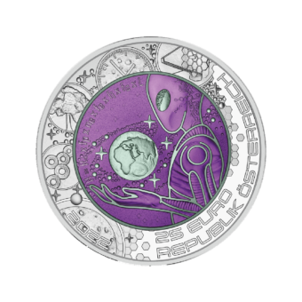 Серебряная монета 25 евро NIOB &quot;Жизнь в космосе
