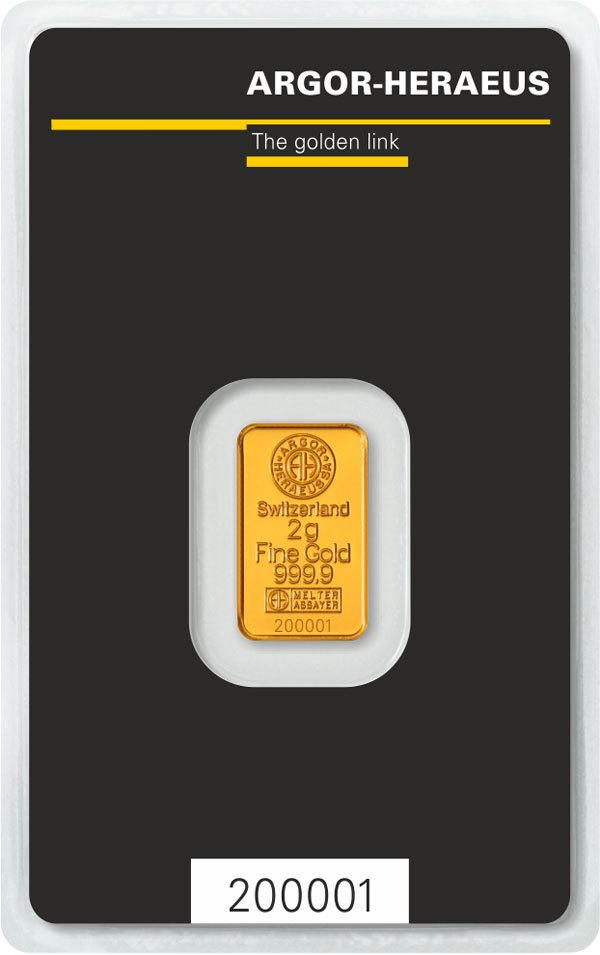 Gold bar Argor Heraeus 2 grams