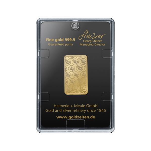 Heimerle & Meule Goldbarren 20g mit Verpackung