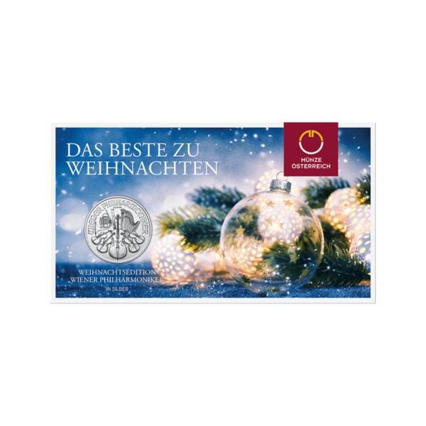 Silber Wiener Philharmoniker 1 Unze Weihnachtsedition Handgehoben