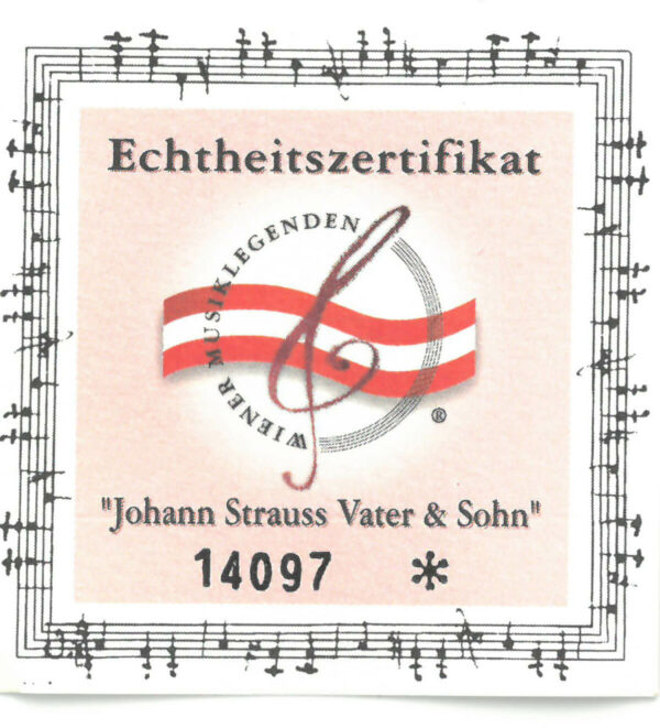 Certifikát pravosti &quot;Johann Strauss Father &amp; Son