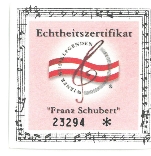 Echtheitszertifikat "Franz Schubert"