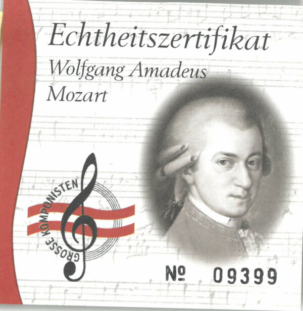 Certifikát pravosti &quot;Wolfgang Amadeus Mozart