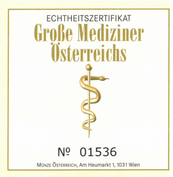 Certificate of authenticity &quot;Greatness Physicians of Austria