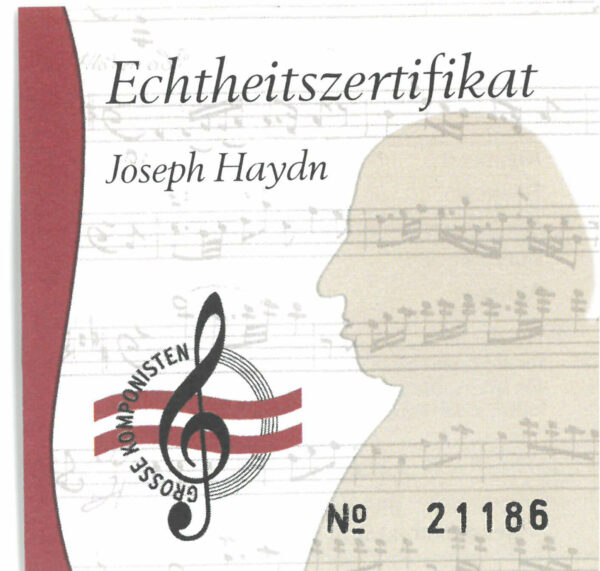 Certificate of authenticity &quot;Joseph Haydn