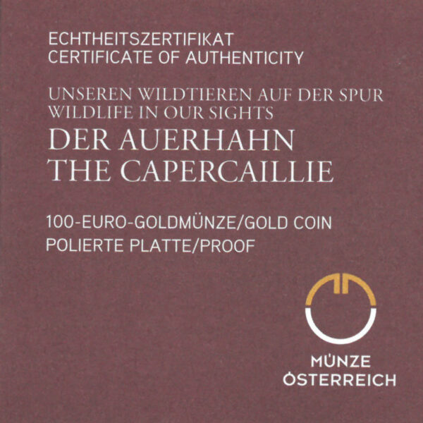 Echtheitszertifikat "Der Auerhahn"