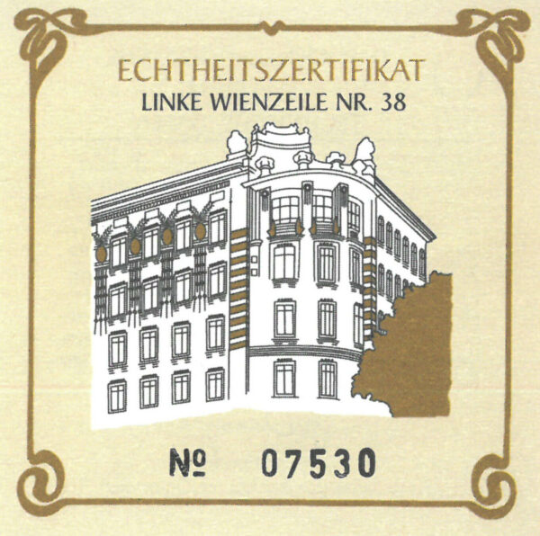 Echtheitszertifikat "Linke Wienerzeile Nr. 38"