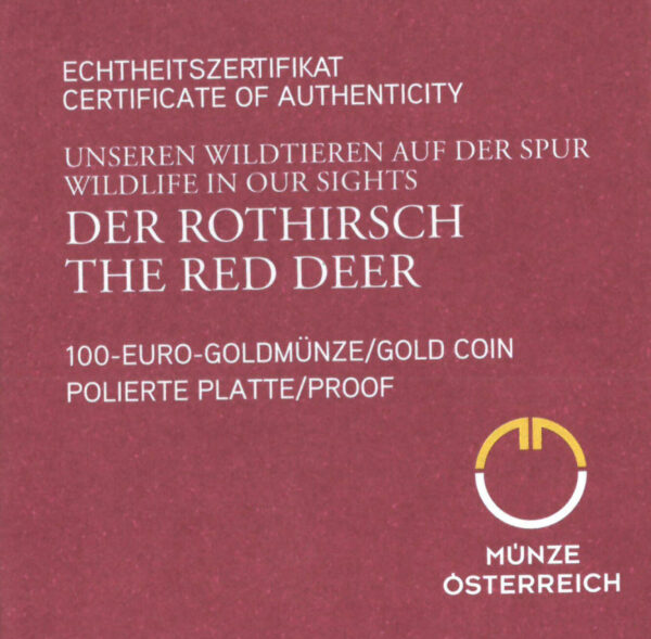 Echtheitszertifikat "Der Rothirsch"