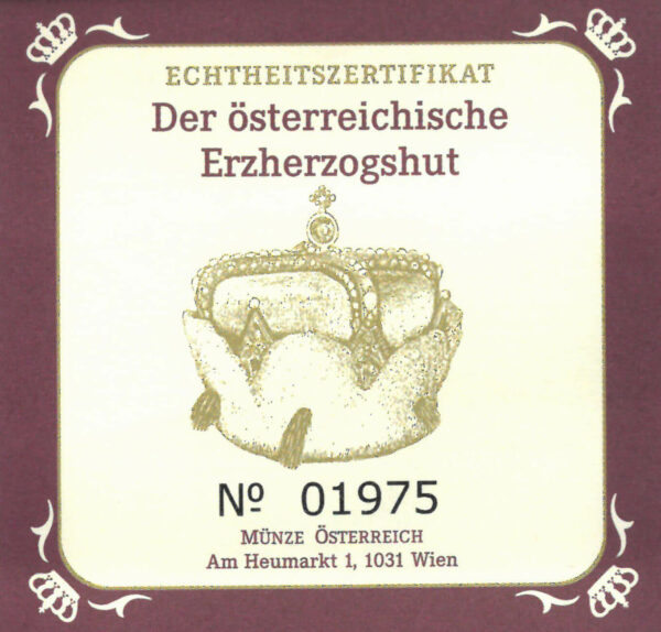 Сертификат подлинности &quot;Шляпа австрийского эрцгерцога