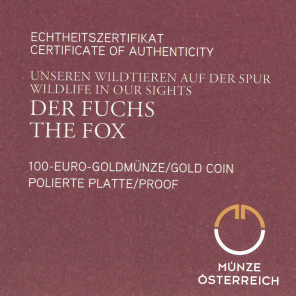 Echtheitszertifikat "Der Fuchs"
