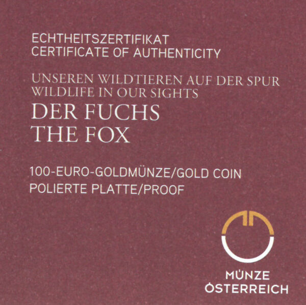 Certificate of authenticity &quot;The fox