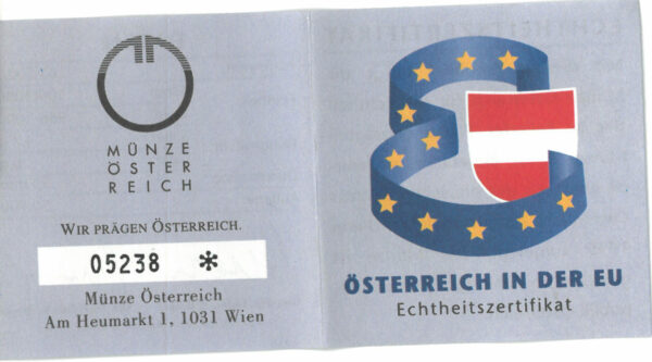 Echtheitszertifikat "Österreich in der EU"