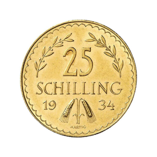 Schilling Goldmünze Österreich 25 ATS Wertseite