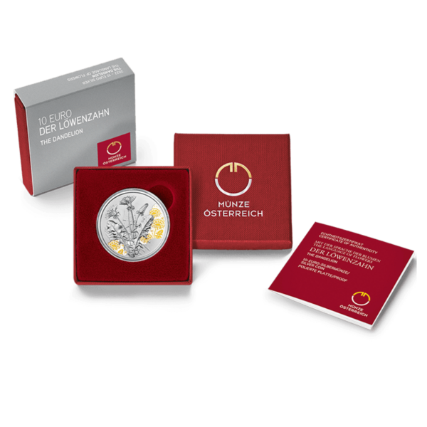 Silver coin &quot;The dandelion&quot; packaging