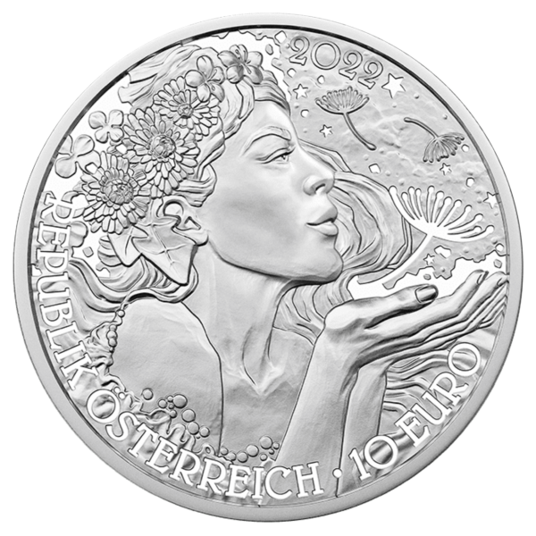 Silver coin &quot;The dandelion&quot; Hand lifted