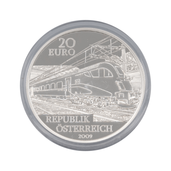 Серебряная монета номиналом 20 евро &quot;Железная дорога будущего