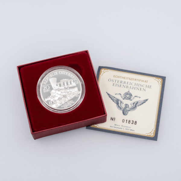 20 Euro Silbermünze "Südbahn Wien-Triest" mit Verpackung