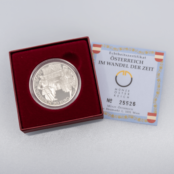 Серебряная монета 20 евро &quot;Современная эпоха&quot; с упаковкой
