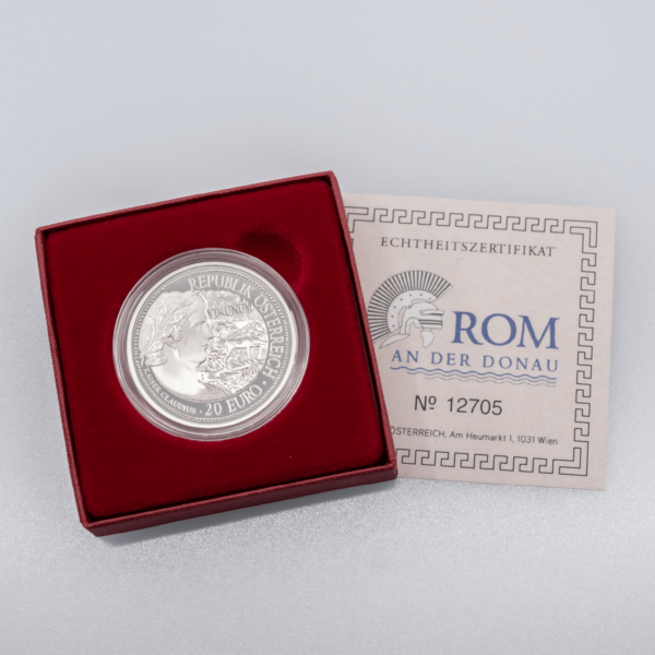 Серебряная монета 20 евро &quot;Вирунум&quot; с упаковкой