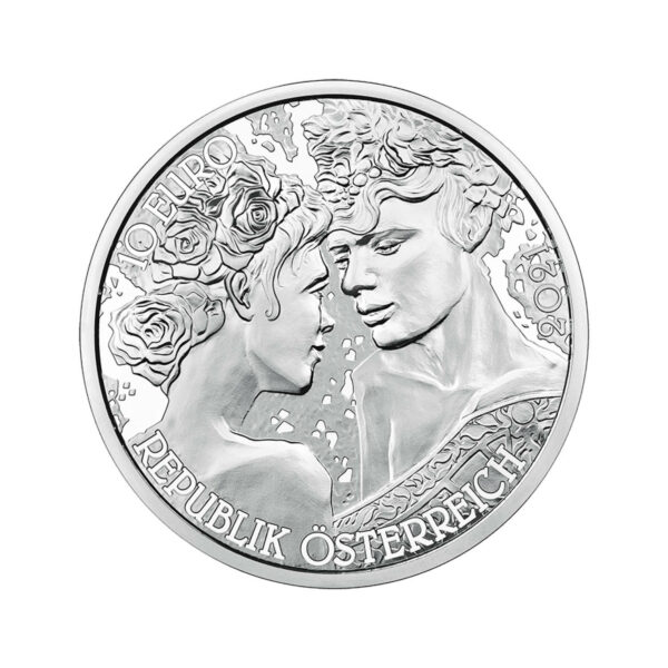 Серебряная монета номиналом 10 евро &quot;Роза