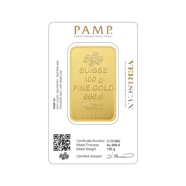 PAMP Goldbarren 100g mit Verpackung