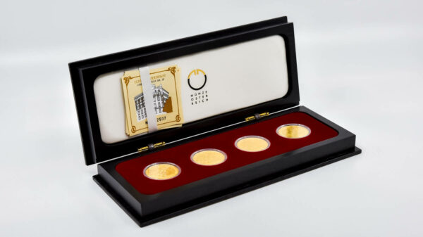 Viyana Art Nouveau serisi, 100€ altın sikke 16g, ahşap kutuda