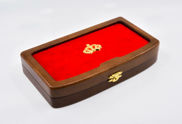 Drevená zberateľská škatuľa vrátane série "Koruny Habsburgovcov"