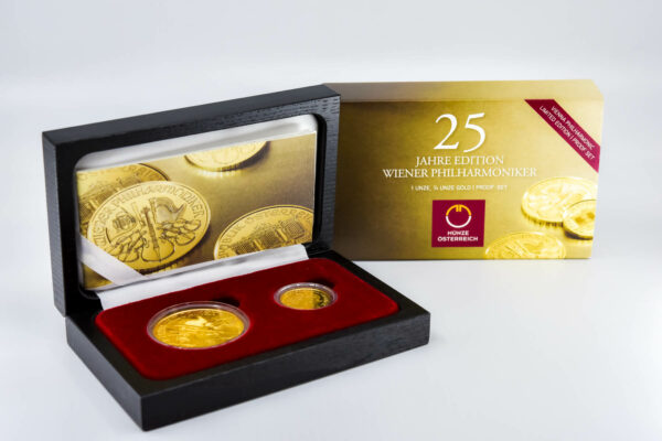 25 Jahre Wiener Philharmoniker SET, 1 Unze + 1/4 Unze