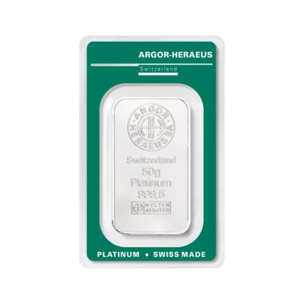 Platinum bar Argor Heraeus 50 grams