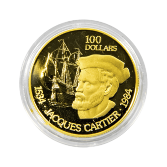 Zlatá minca Jacques Cartier | 1984 | 100 dolárov