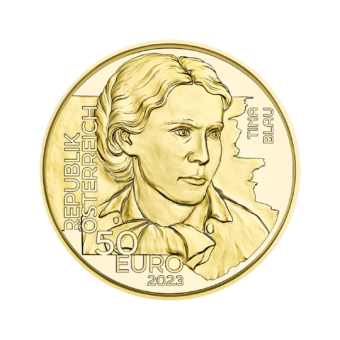Золотая монета | Тина голубая | 50 евро | 2023 год