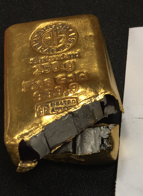 Gold Bar Tungsten Fake