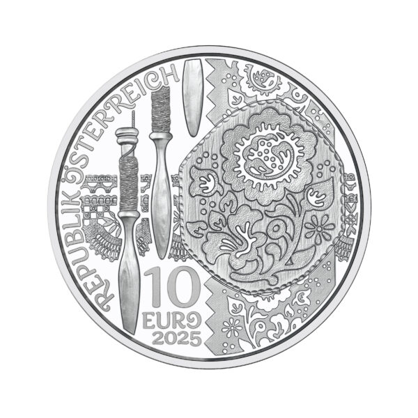 "Aufdirndln - Leinen" | 2025 | Silbermünze | Handgehoben – Bild 3
